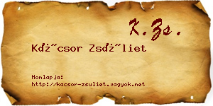 Kácsor Zsüliet névjegykártya